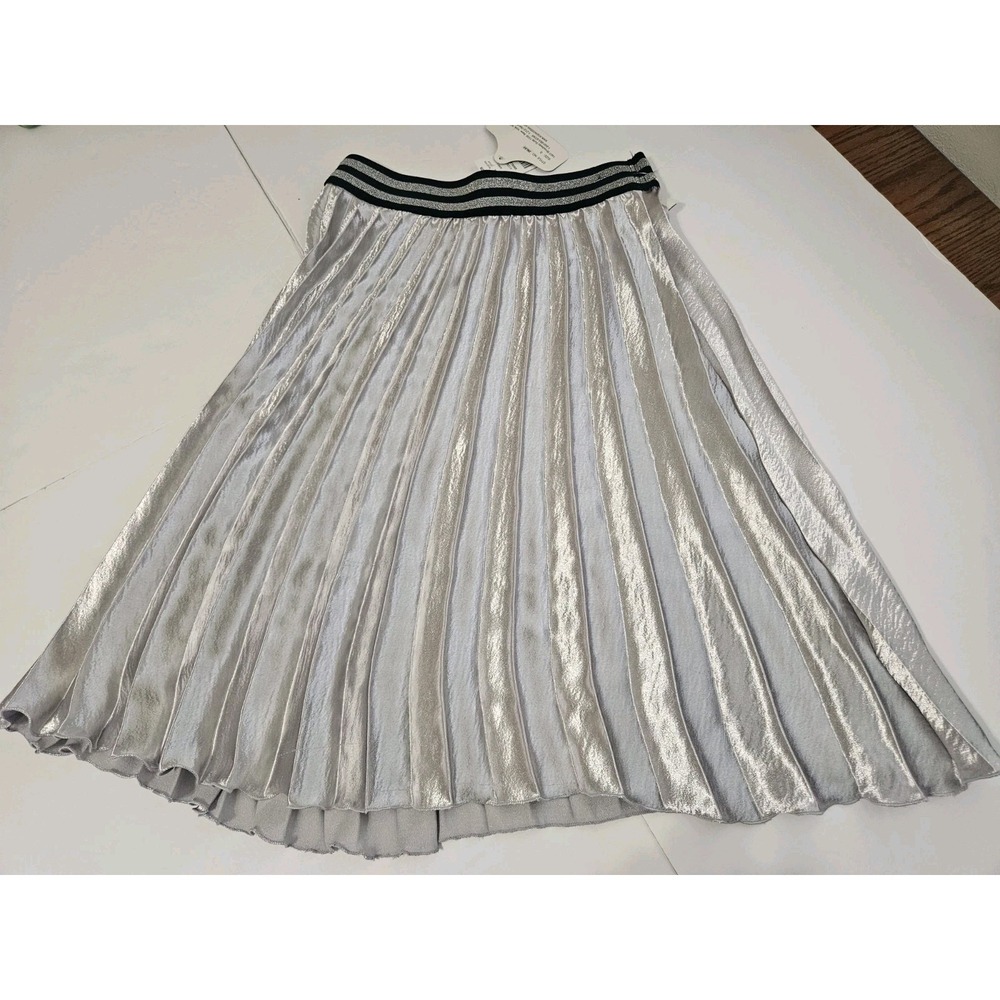 Angie High Waisted Silver Metallic Long Maxi Skirt New Size Small Fall Festival